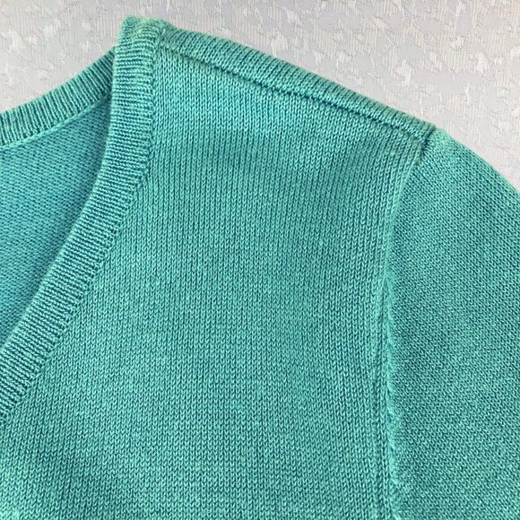 Notations Woman’s Turquoise V-Neck Sweater 3/4 Sleeve Rayon Blend Size S - Picture 7 of 14